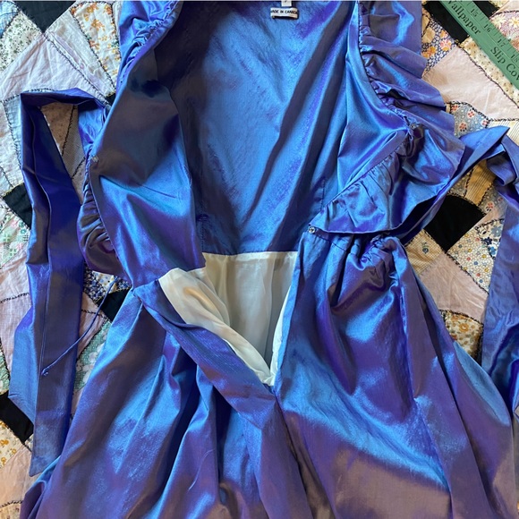 Vintage Dress Catherine Regehr 100% Silk Metallic Blue Stunning Size P (Small) - Picture 16 of 16